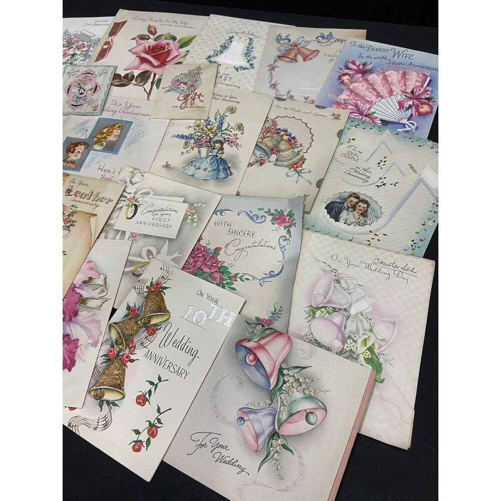 Midcentury Vintage 40s/50 Wedding 25 Cards Signed Paper Ephemera Scrapbook Annev